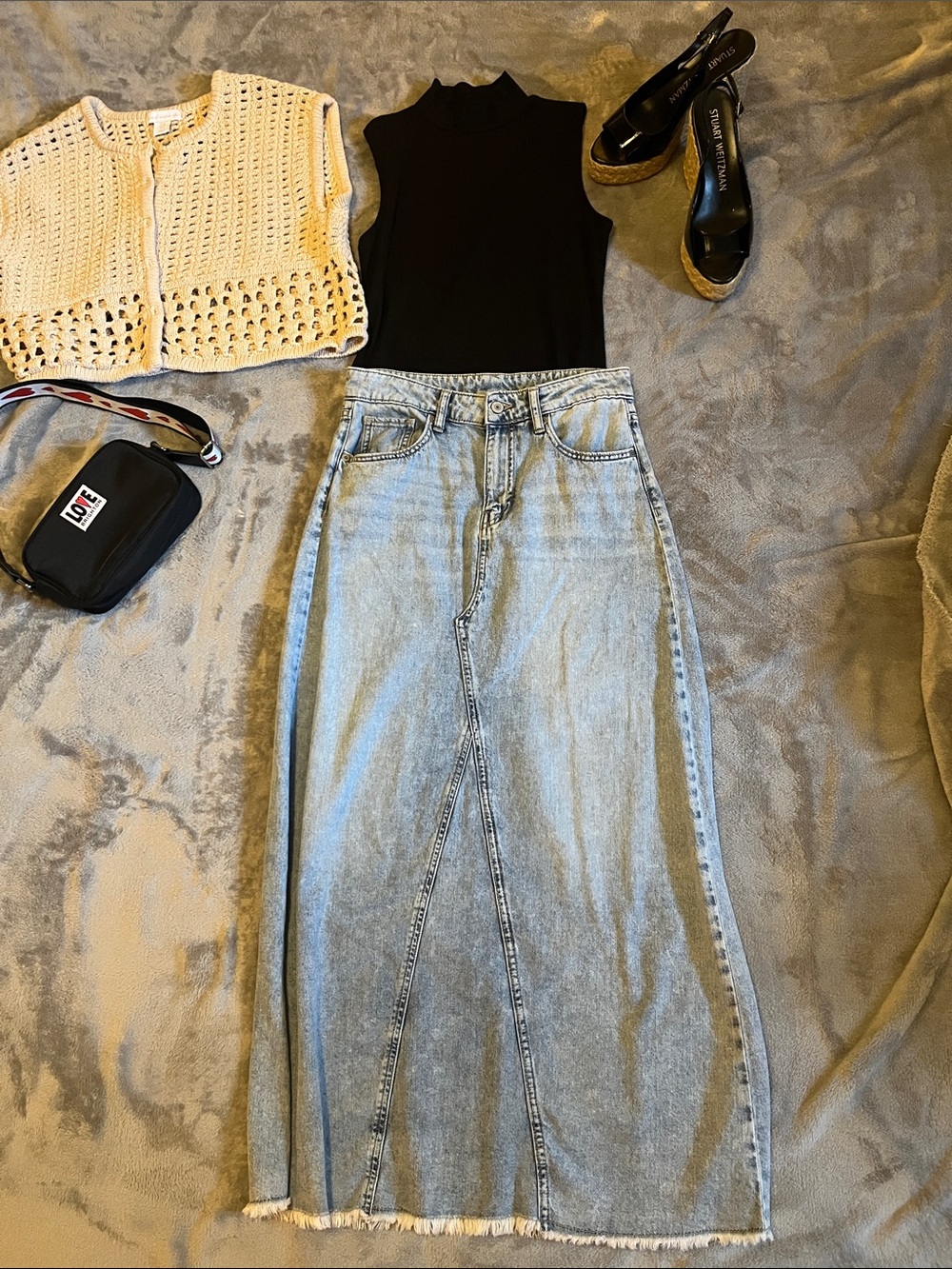 Lucky Brand Light Blue Denim Maxi Skirt